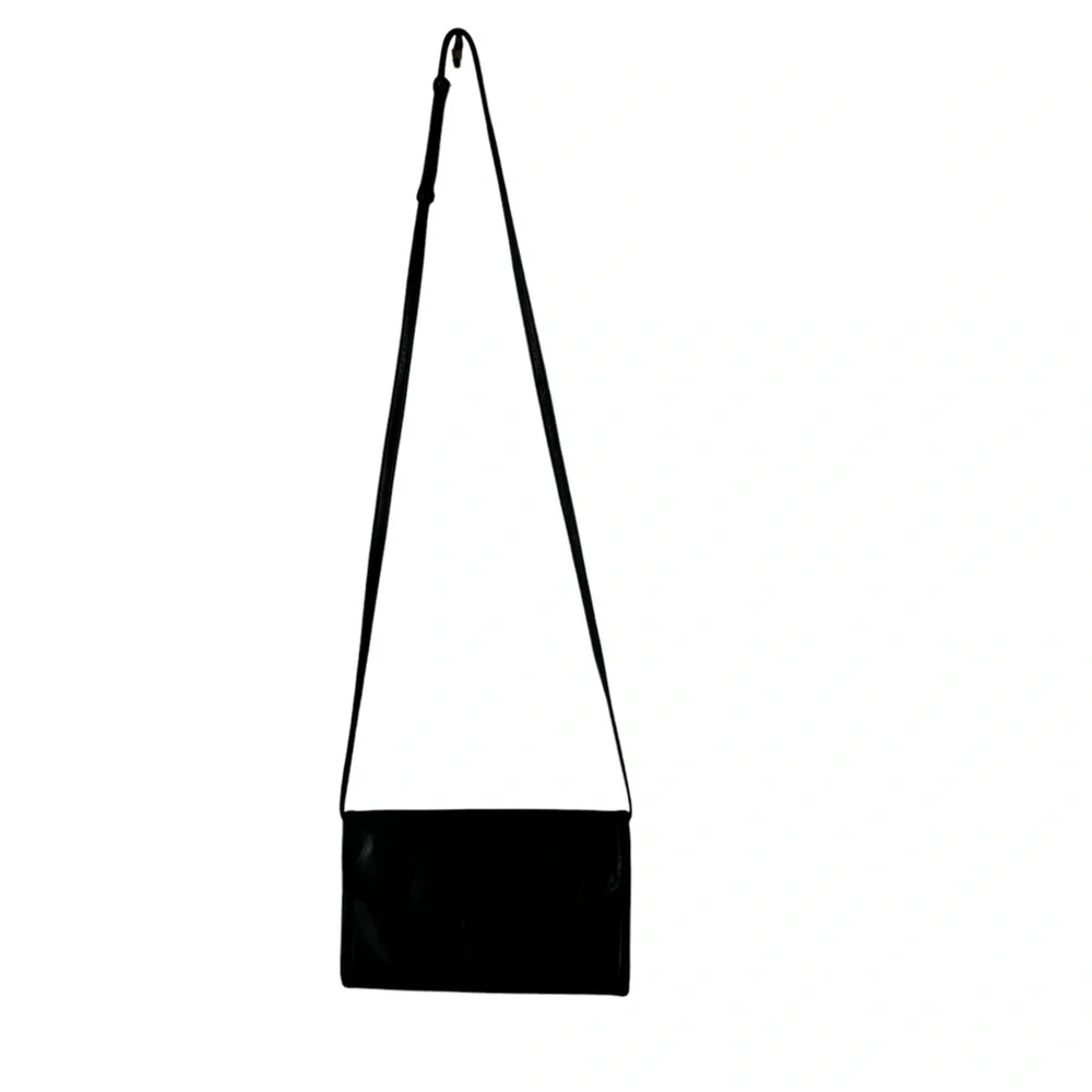Julia Duren Vintage Rainguarded Leather Black Crossbody Envelope Wallet Bag